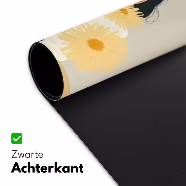 Vrouw - Bloem - Geel - Minimalistisch Muismat XXL klein -sfeer2