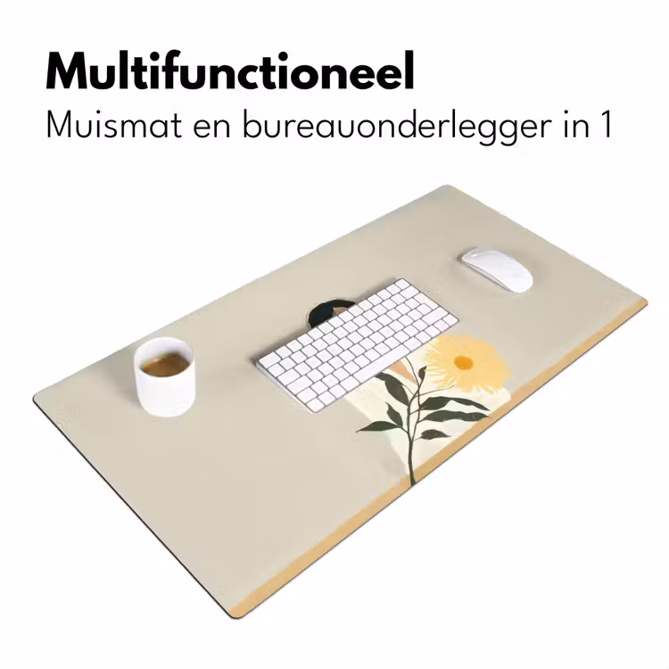 Vrouw - Bloem - Geel - Minimalistisch Muismat XXL klein -sfeer4