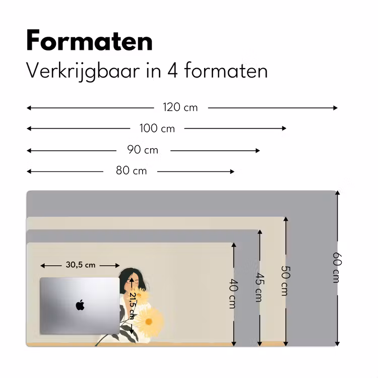 Vrouw - Bloem - Geel - Minimalistisch Muismat XXL klein -sfeer5