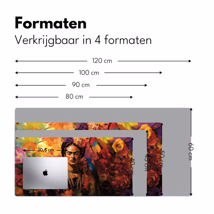 Vrouw - Bloemen - Papegaai - Schilderachtig Muismat XXL klein -sfeer5