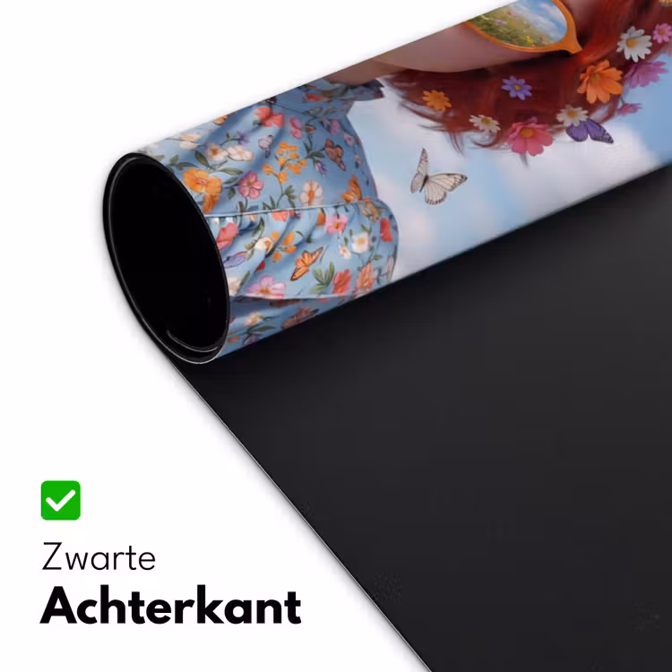 Vrouw - Bloemen - Zomer - Portret - Kleurrijk Muismat XXL klein -sfeer2