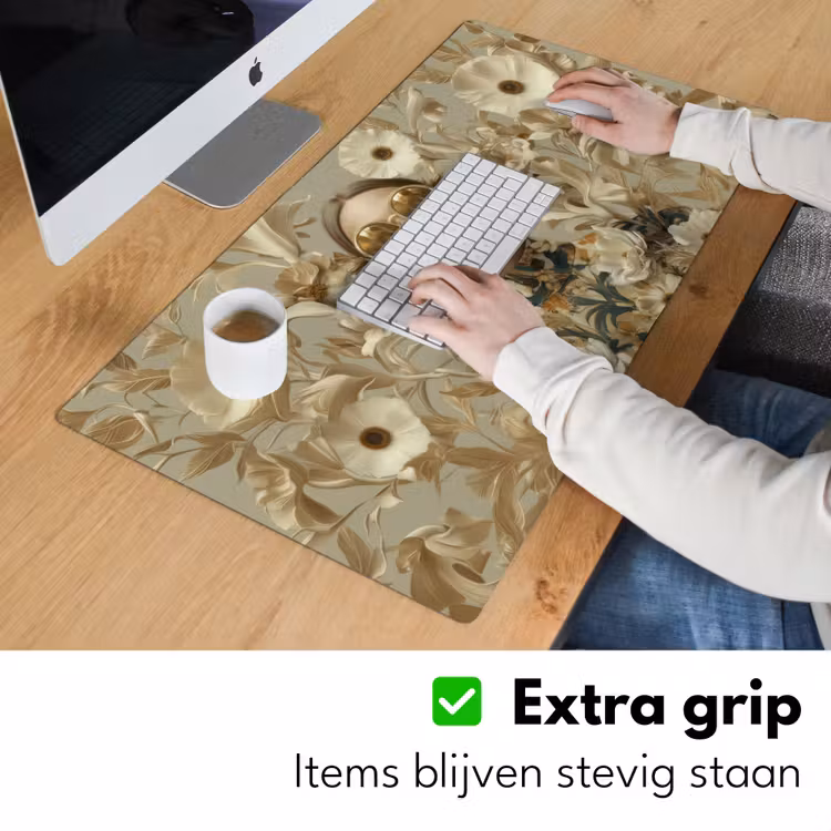 Vrouw - Bloemen - Zonnebril - Wit Muismat XXL klein -sfeer3