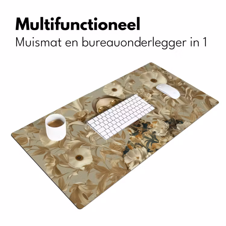 Vrouw - Bloemen - Zonnebril - Wit Muismat XXL klein -sfeer4