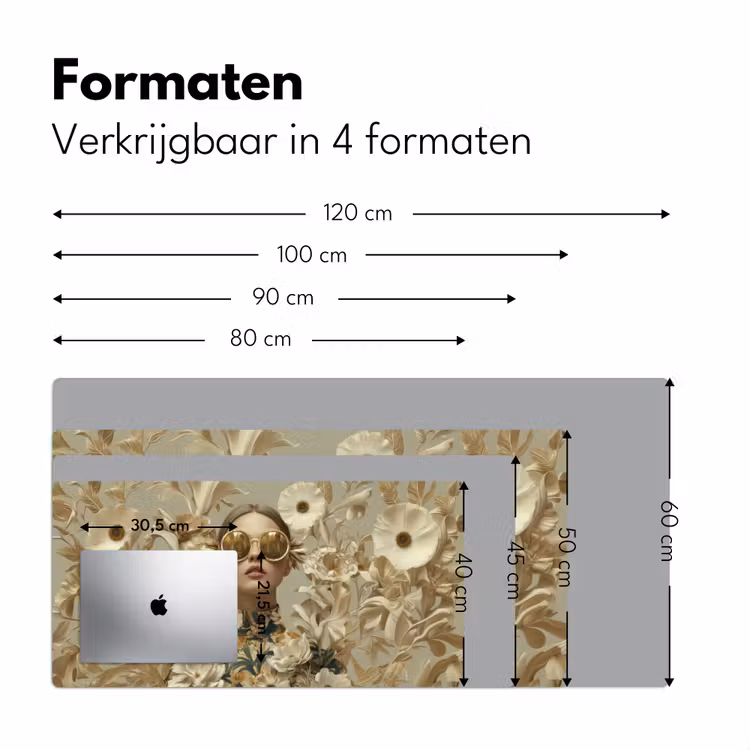 Vrouw - Bloemen - Zonnebril - Wit Muismat XXL klein -sfeer5