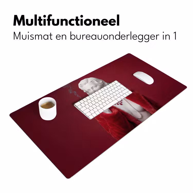 Vrouw - Bontjas - Mode - Klassiek - Rood Muismat XXL klein -sfeer4