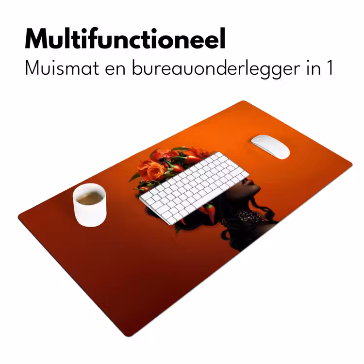 Vrouw - Chilipepers - Pepers - Bloemen Muismat XXL klein -sfeer4