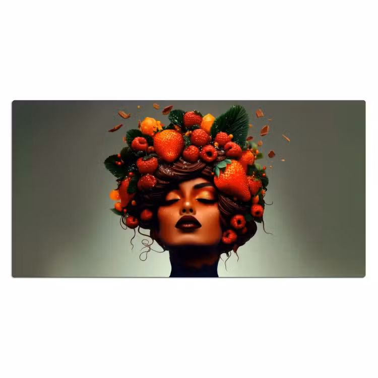 Vrouw - Chocolade - Frambozen - Aardbeien - Koekjes Muismat XXL klein -3d_leeg