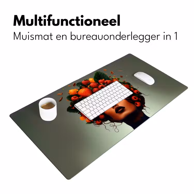 Vrouw - Chocolade - Frambozen - Aardbeien - Koekjes Muismat XXL klein -sfeer4