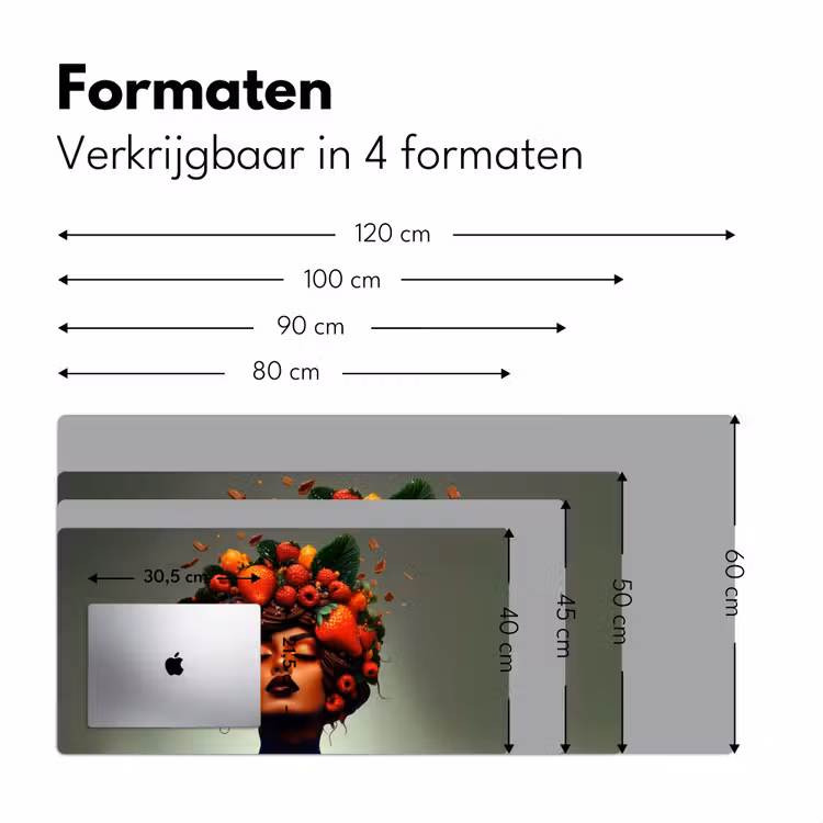 Vrouw - Chocolade - Frambozen - Aardbeien - Koekjes Muismat XXL klein -sfeer5