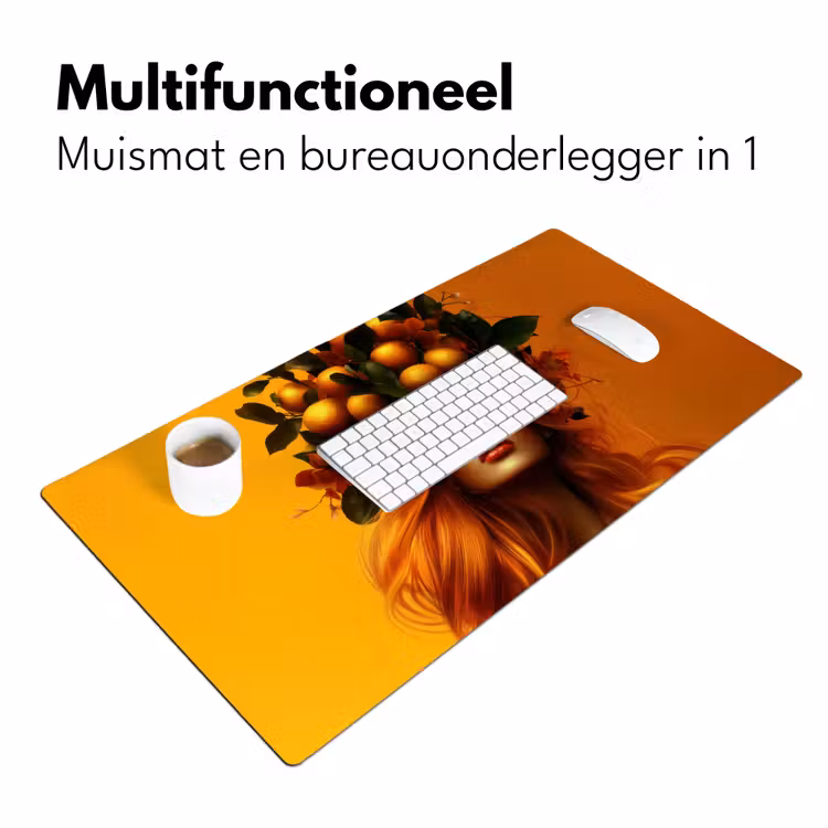 Vrouw - Citroenen - Bloesem - Geel Muismat XXL klein -sfeer4