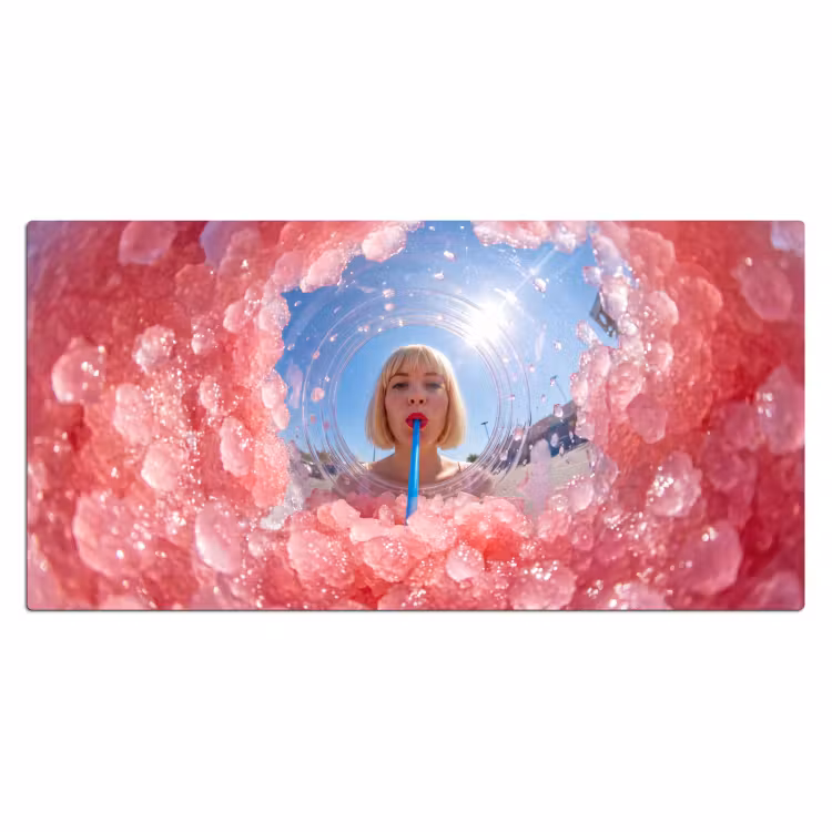 Vrouw - Drank - Zomer - Roze - Blauw Muismat XXL klein -3d_leeg