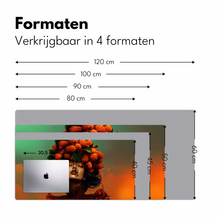 Vrouw - Frambozen - Bladeren Muismat XXL klein -sfeer5
