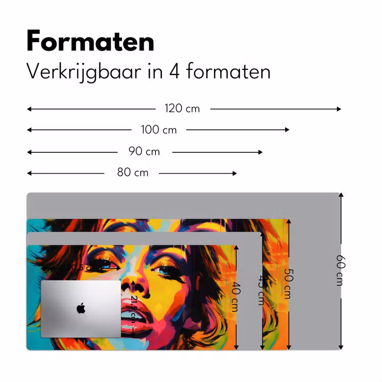 Vrouw - Gezicht - Kleurrijk Muismat XXL klein -sfeer5