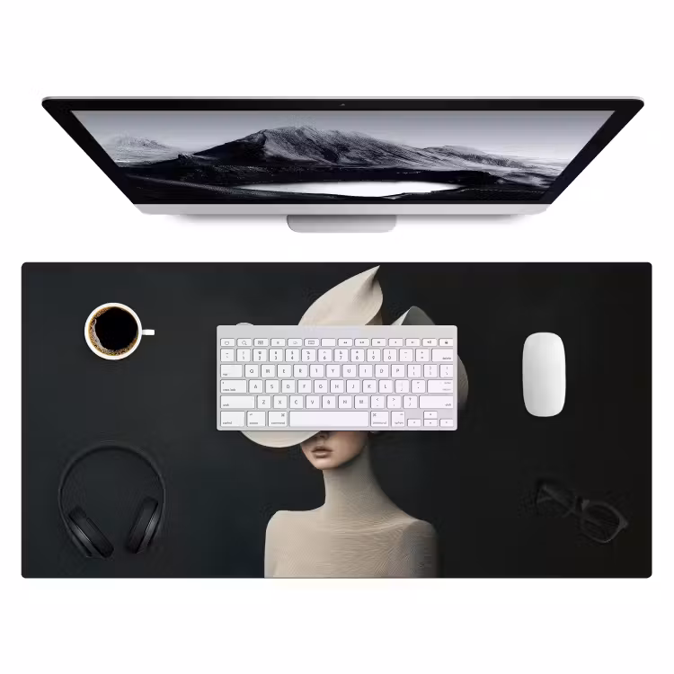 Vrouw - Golvende - Hoed Muismat XXL klein -3d
