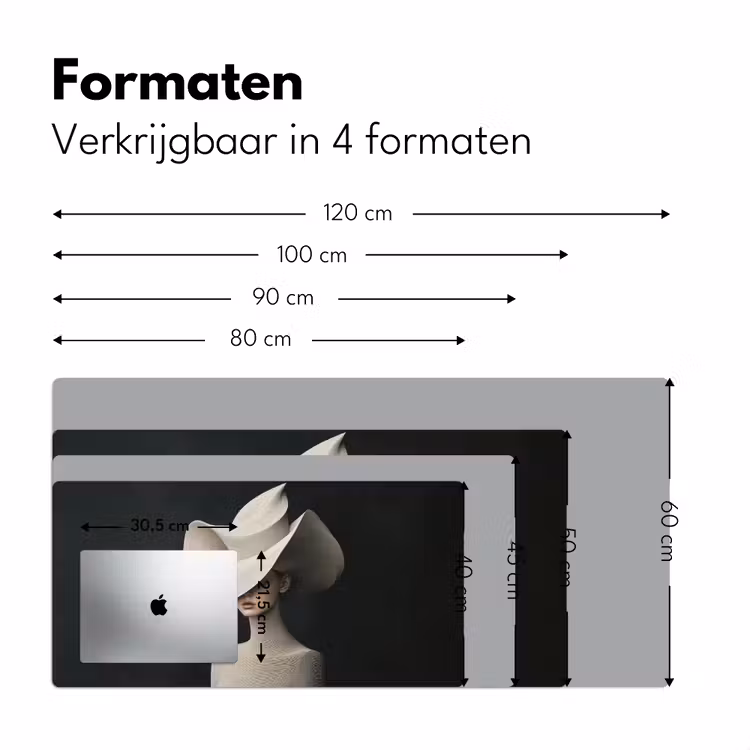 Vrouw - Golvende - Hoed Muismat XXL klein -sfeer5