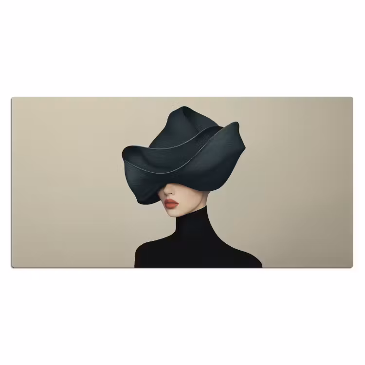Vrouw - Groen - Hoed Muismat XXL klein -3d_leeg