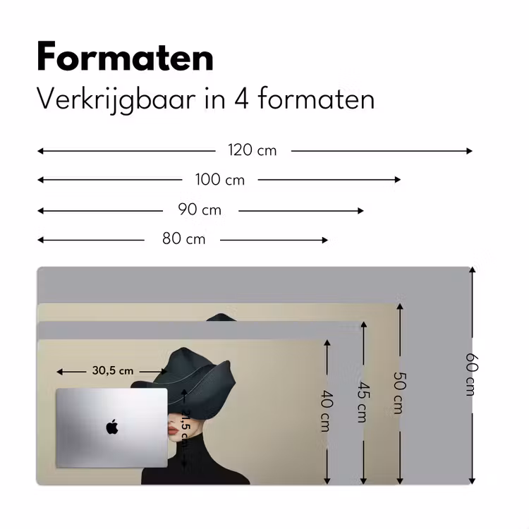 Vrouw - Groen - Hoed Muismat XXL klein -sfeer5