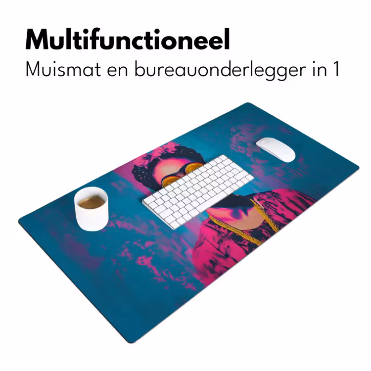 Vrouw - Kauwgom - Zonnebril - Oranje Muismat XXL klein -sfeer4
