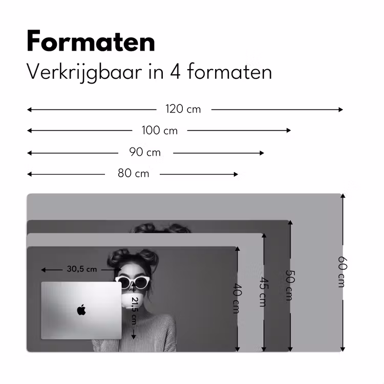 Vrouw - Koffie - Zwart - Wit Muismat XXL klein -sfeer5