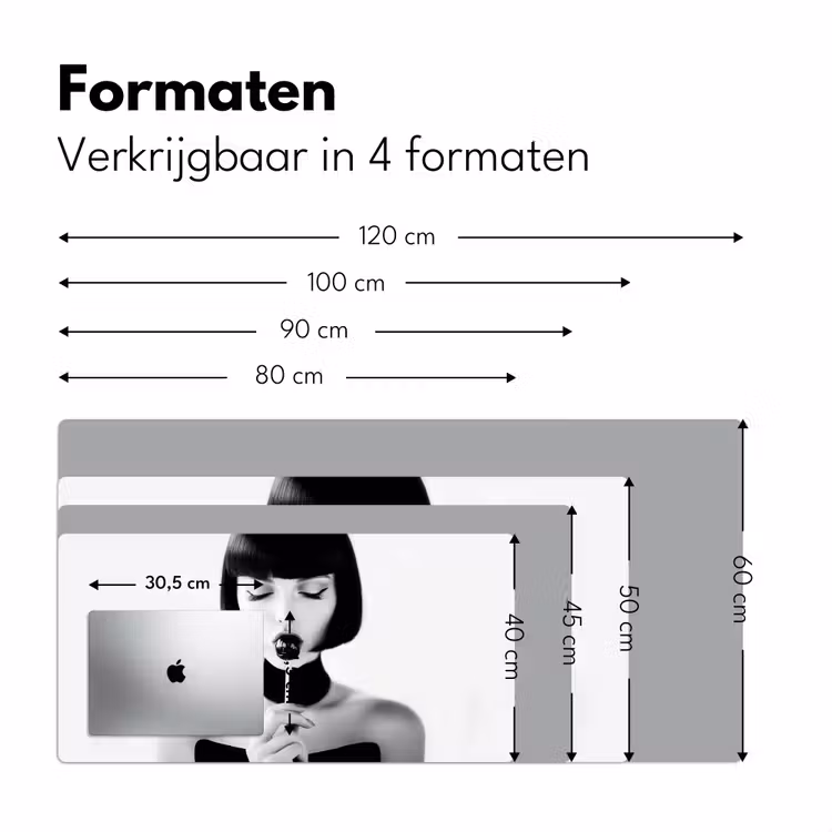 Vrouw - Lolly - Zwart - Wit Muismat XXL klein -sfeer5
