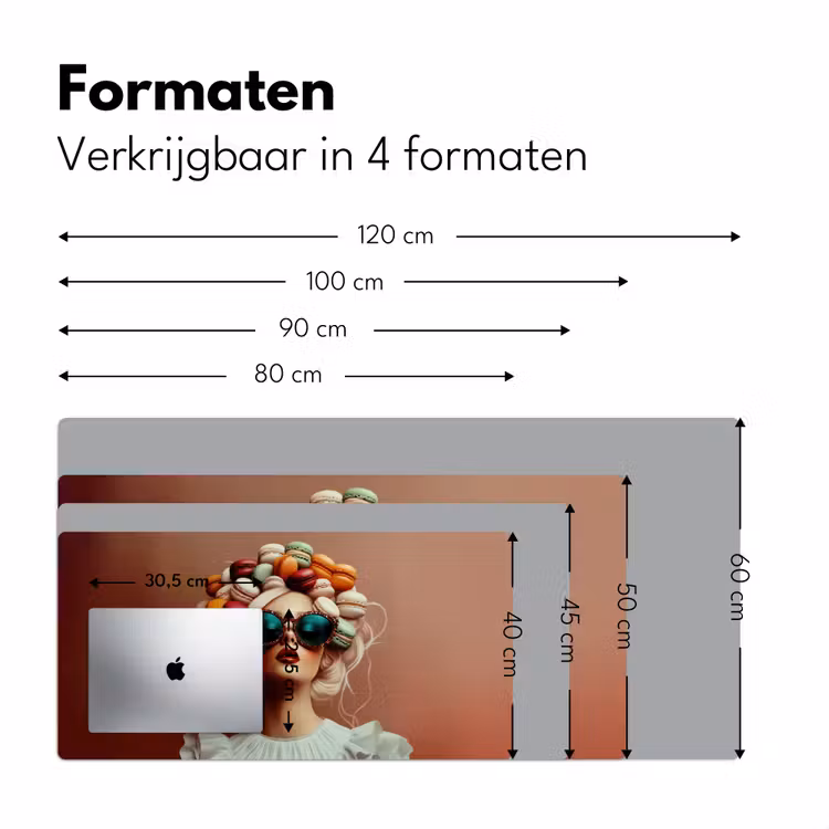Vrouw - Macarons - Bril Muismat XXL klein -sfeer5