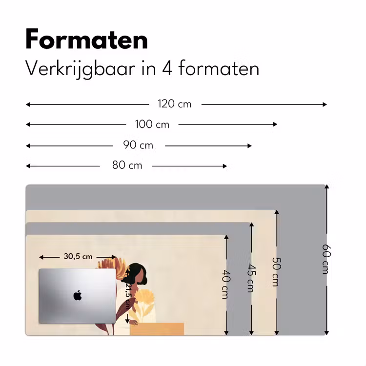 Vrouw - Minimalistisch - Bloem Muismat XXL klein -sfeer5