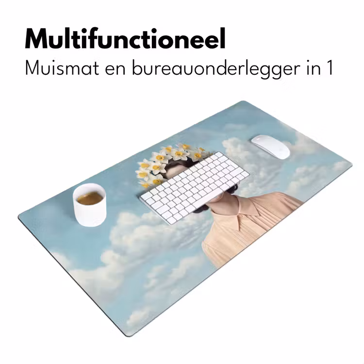 Vrouw - Narcissen - Geel Muismat XXL klein -sfeer4