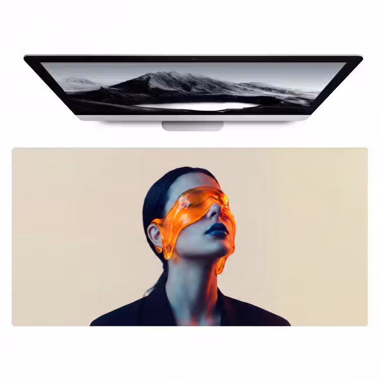 Vrouw - Oranje - Abstract - Modern - Kleurrijk Muismat XXL klein -zzz3d