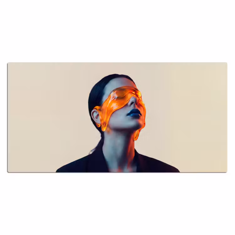 Vrouw - Oranje - Abstract - Modern - Kleurrijk Muismat XXL klein -3d_leeg