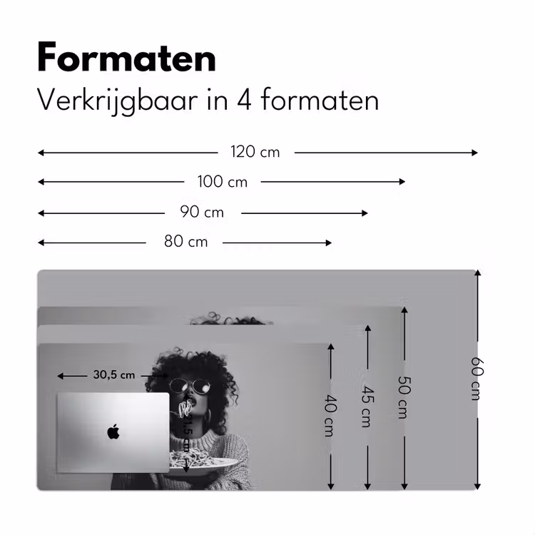 Vrouw - Pasta - Zwart - Wit Muismat XXL klein -sfeer5
