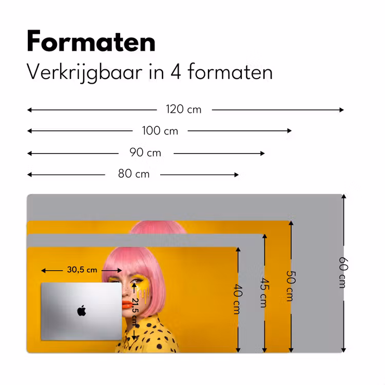 Vrouw - Portret - Abstract - Kleurrijk - Geel Muismat XXL klein -sfeer5