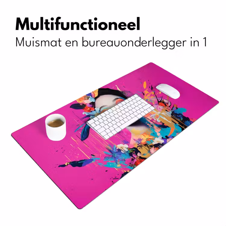 Vrouw - Portret - Abstract - Paars Muismat XXL klein -sfeer4