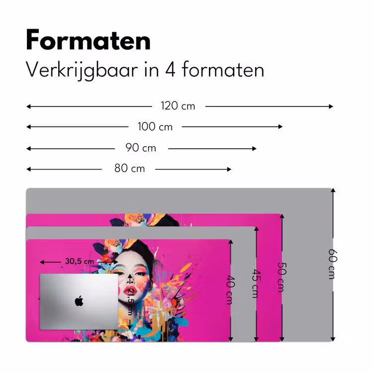 Vrouw - Portret - Abstract - Paars Muismat XXL klein -sfeer5