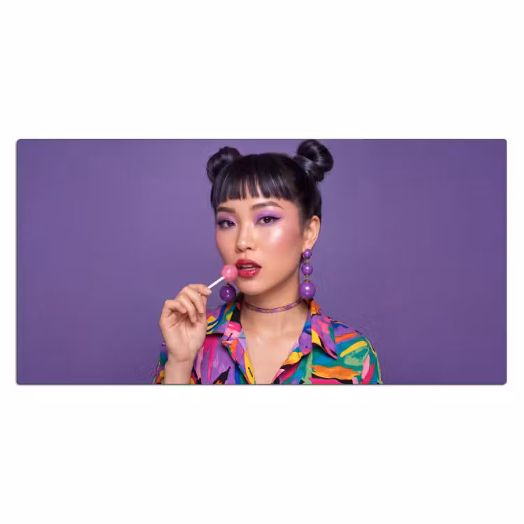 Vrouw - Portret - Make-up - Paars - Levendig Muismat XXL klein -3d_leeg