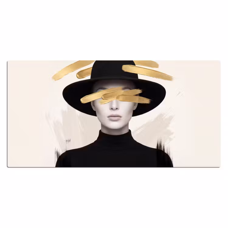 Vrouw - Portret - Modern - Goud - Kunst Muismat XXL klein -3d_leeg