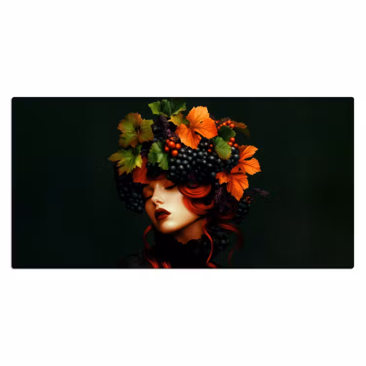 Vrouw - Rood - Groen - Druiven Muismat XXL klein -3d_leeg