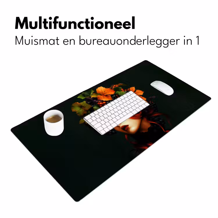 Vrouw - Rood - Groen - Druiven Muismat XXL klein -sfeer4