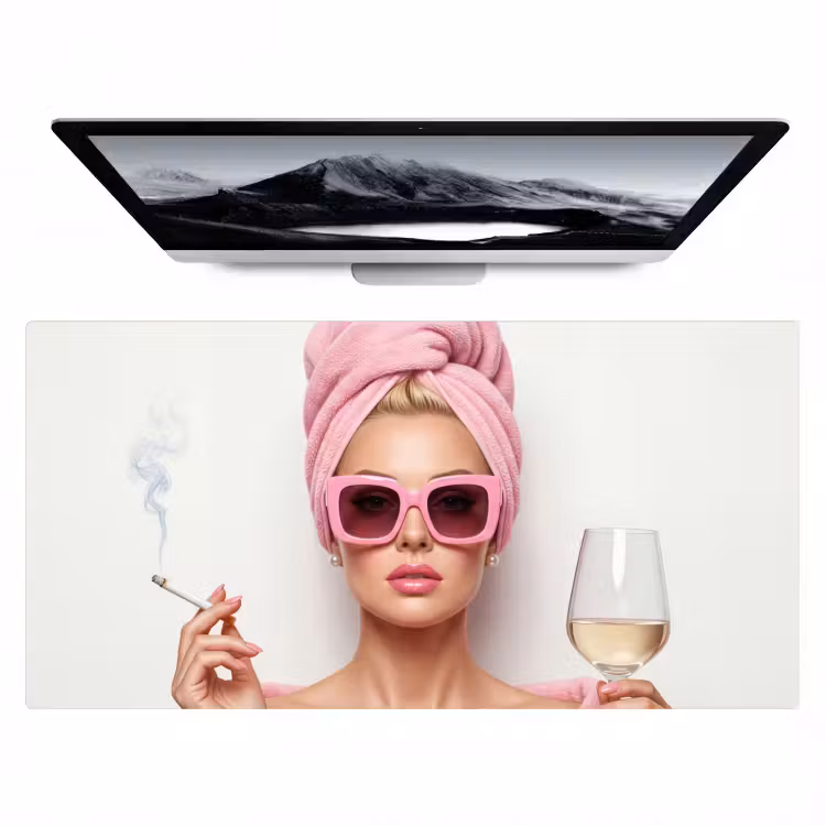 Vrouw - Roze - Wijn - Zonnebril Muismat XXL klein -zzz3d