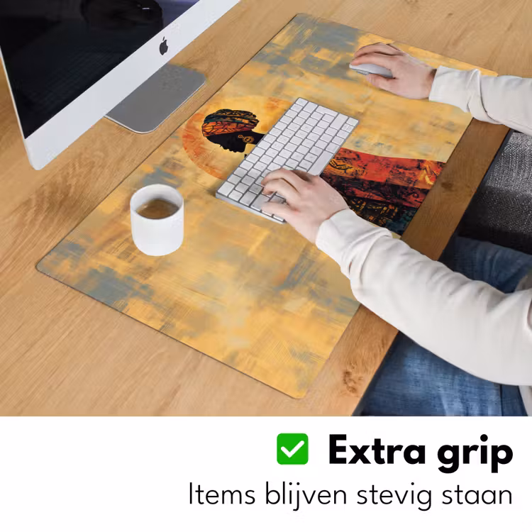 Vrouw - Silhouet - Patronen - Sierlijk Muismat XXL klein -sfeer3