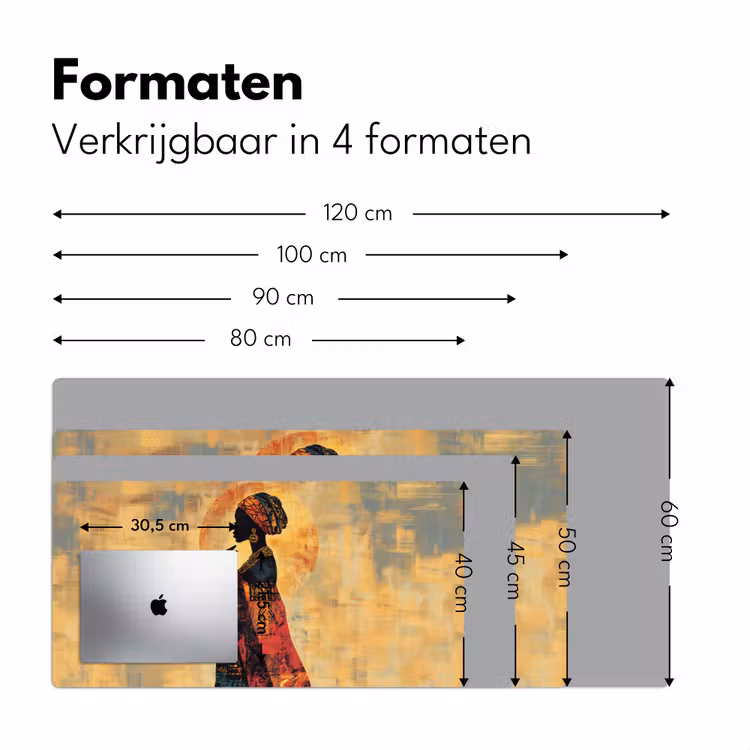 Vrouw - Silhouet - Patronen - Sierlijk Muismat XXL klein -sfeer5