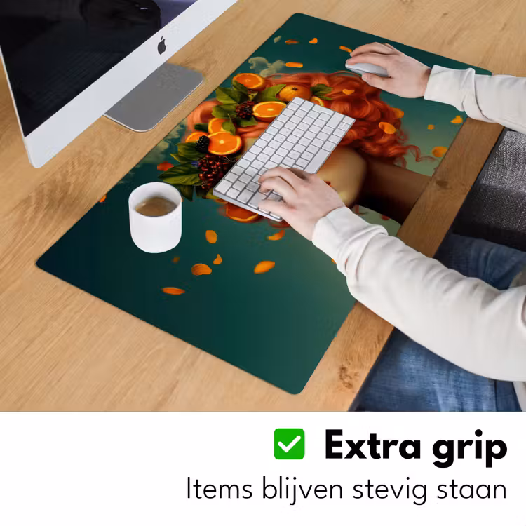 Vrouw - Sinaasappel - Bessen - Oranje Muismat XXL klein -sfeer3