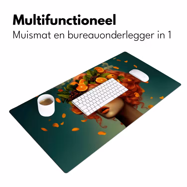 Vrouw - Sinaasappel - Bessen - Oranje Muismat XXL klein -sfeer4