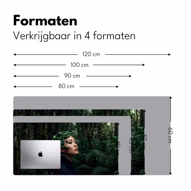 Vrouw - Slang - Natuur - Mystiek - Groen Muismat XXL klein -sfeer5
