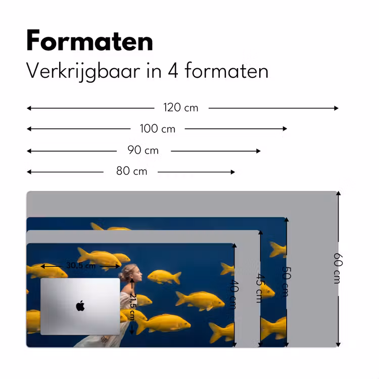 Vrouw - Vis - Water - Natuur - Geel Muismat XXL klein -sfeer5