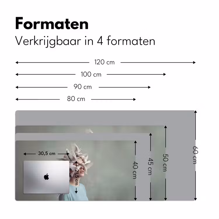 Vrouw - Vogels - Abstract - Modern - Wit Muismat XXL klein -sfeer5