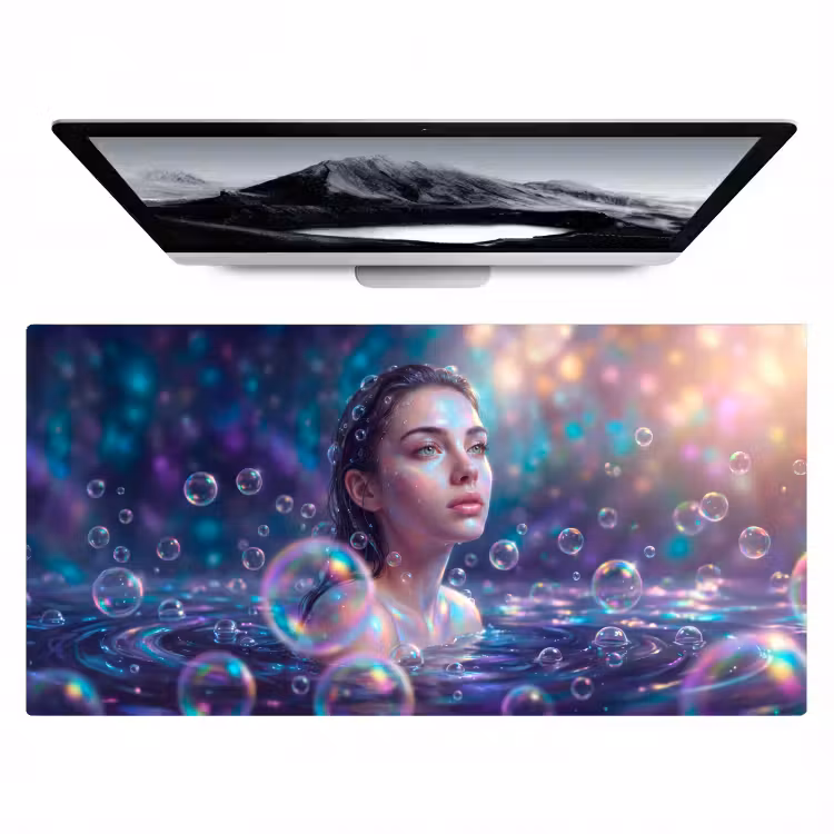Vrouw - Water - Portret - Kleurrijk - Modern Muismat XXL klein -zzz3d