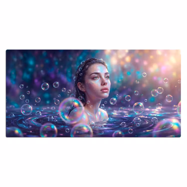 Vrouw - Water - Portret - Kleurrijk - Modern Muismat XXL klein -3d_leeg