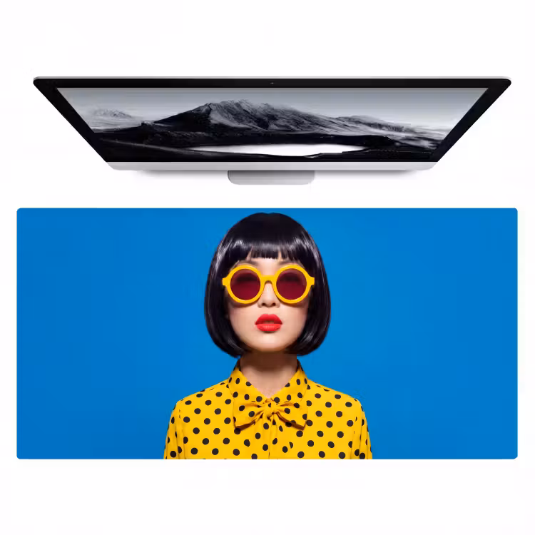 Vrouw - Zonnebril - Pop Art - Portret - Geel Muismat XXL klein -zzz3d