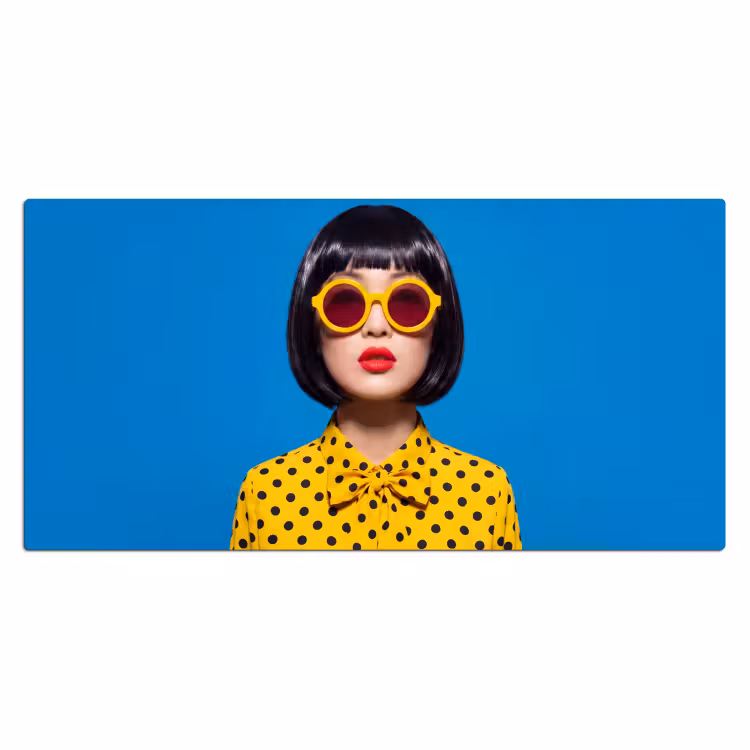 Vrouw - Zonnebril - Pop Art - Portret - Geel Muismat XXL klein -3d_leeg