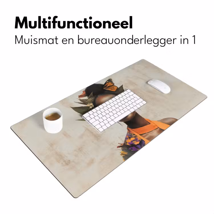 Vrouw - Zonnebril - Vlinder - Bloemen Muismat XXL klein -sfeer4